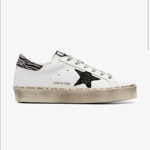 Golden Goose- White Hi Star Zebra Print sneakers